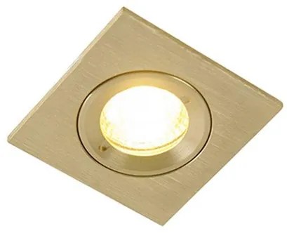 QAZQA Xena inbouwspot - 8x8cm - IP44 - vierkant - goud 103476