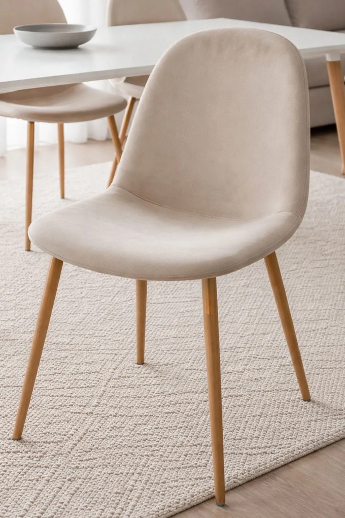 Set van 4 Teok Fluwelen Stoelen