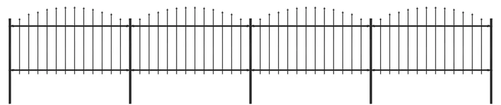 vidaXL Tuinhek met speren bovenkant (1,25-1,5)x6,8 m staal zwart