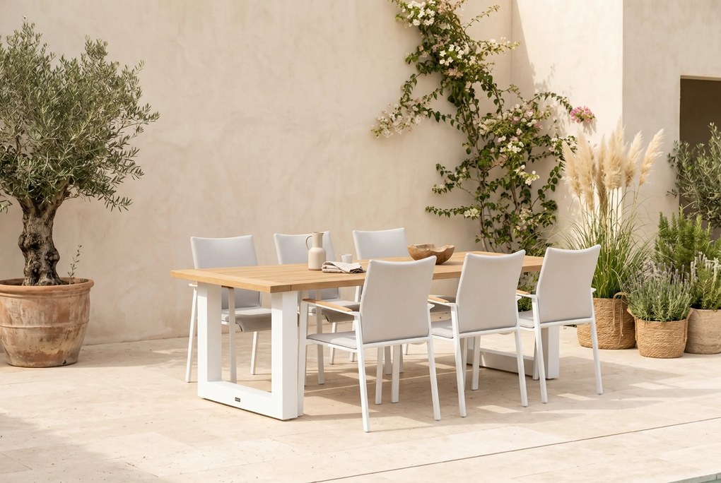 Tuinset 6 personen 240 cm Aluminium/Textileen /Aluminium/textileen Wit Lifestyle Garden Furniture Brandon/Talai