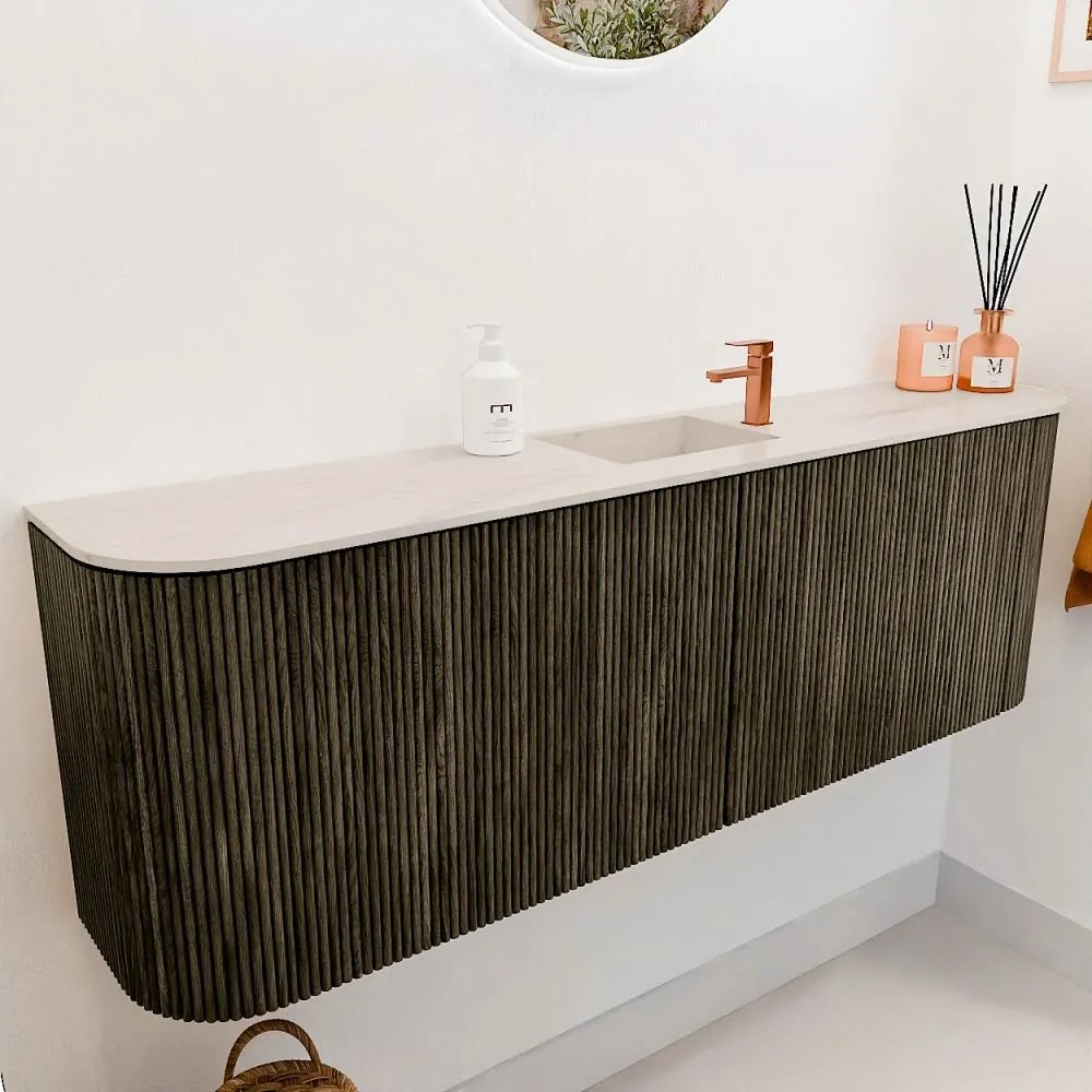 Mondiaz Joya DLux 125cm toiletmeubel ronding links/rechts shadow met wastafel faye midden 1 kraangat meli