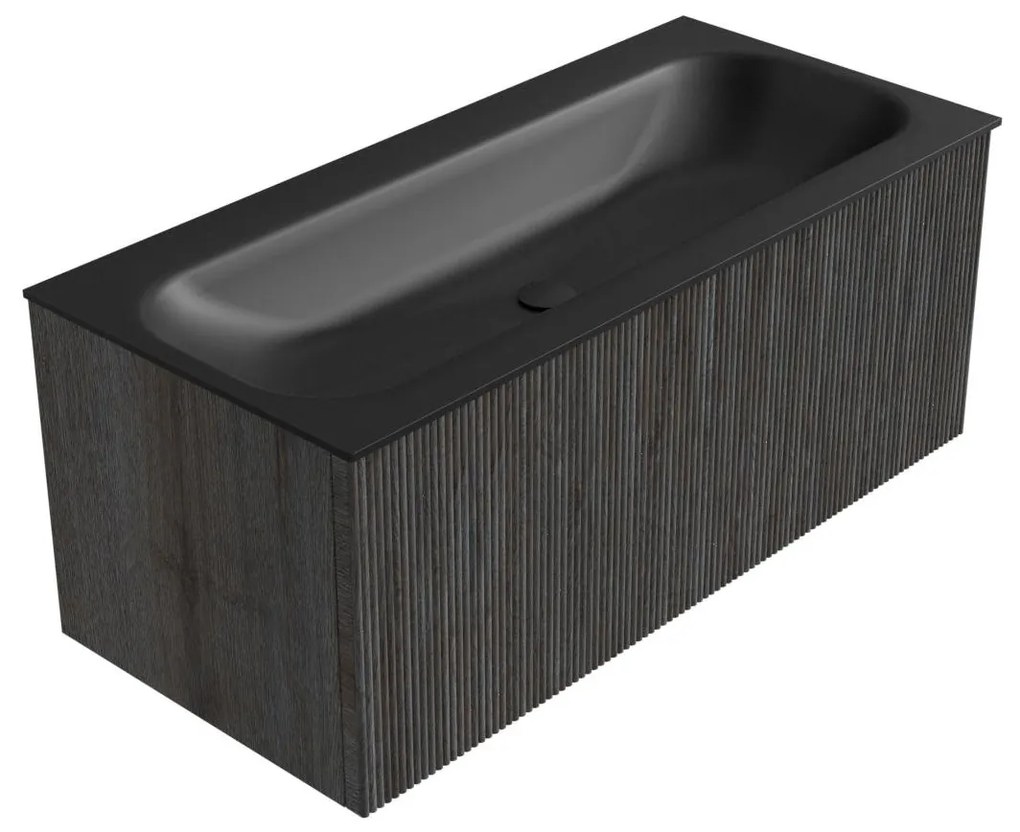 Mondiaz Kurve 100cm badmeubel shadow met 1 lade en wastafel big medium midden zonder kraangat urban