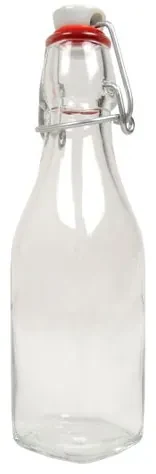 Beugelfles, glas, vierkant, 250 ml