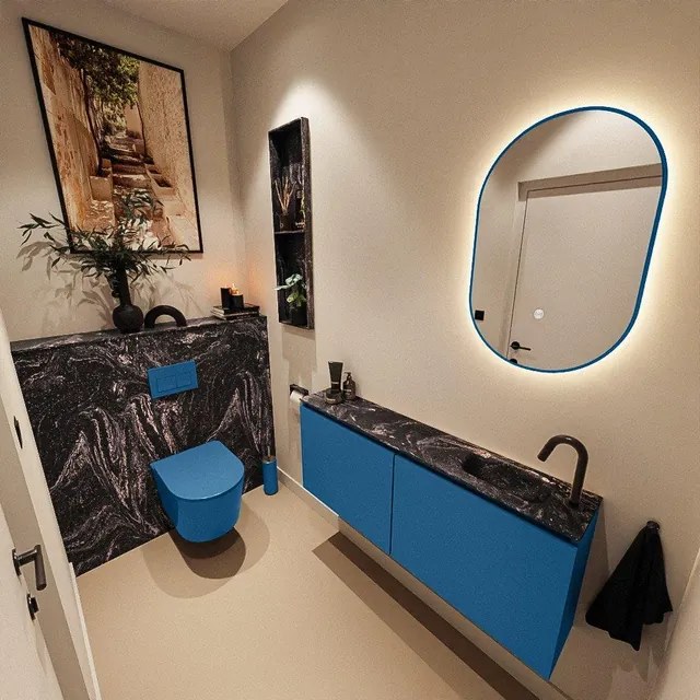 MONDIAZ TURE-DLUX 120cm toiletmeubel Jeans. EDEN wastafel Lava positie rechts. Met 1 kraangat. TUREDX120JEAR1LAV