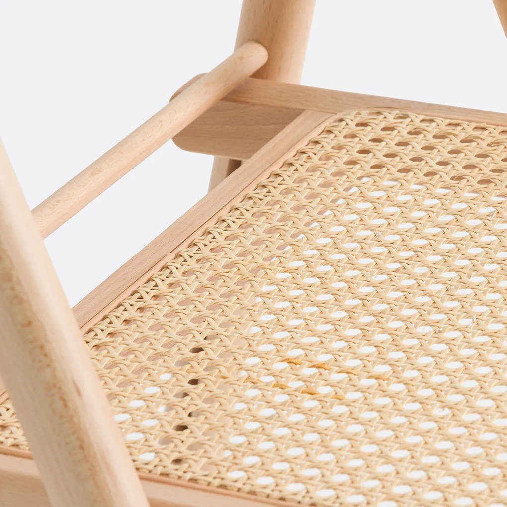 Set van 2 plooibare stoelen in beukenhout en rotan, Mauryn