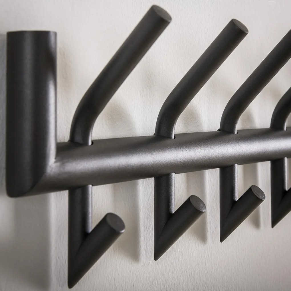 Dubbele Wandkapstok 8 Haaks Grijs