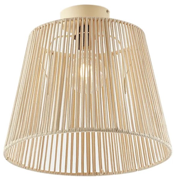 Buiten plafondlamp met beige touw IP54 - JaylaJapandi E27 IP54 Buitenverlichting rond