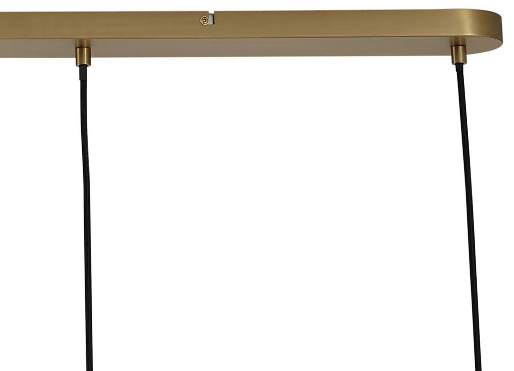 Hanglamp brons met smoke amber en groen glas langwerpig 4-lichts - Bao