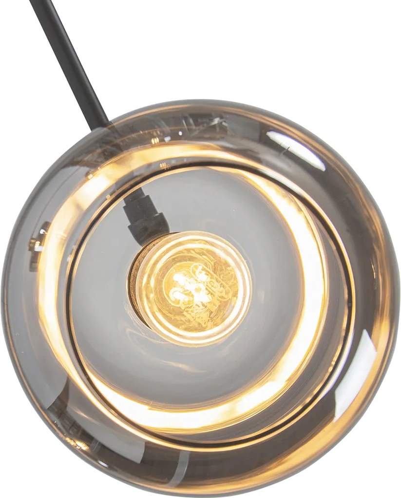 Vloerlamp zwart met goud met smoke glas 5-lichts - Zuzanna