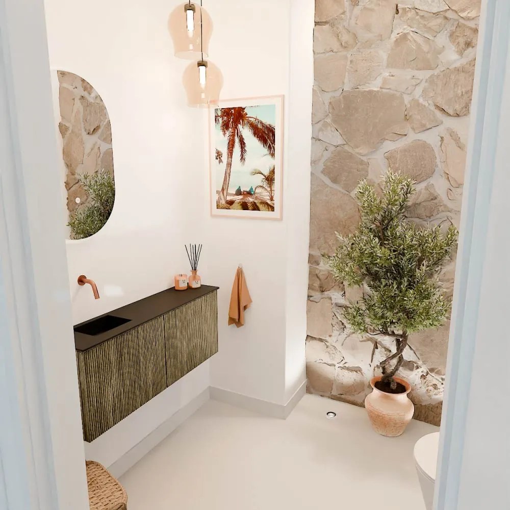 Mondiaz Joya 100cm toiletmeubel dusk met wastafel faye links zonder kraangat urban