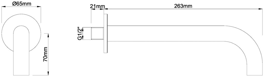 Mueller Bronzo inbouw muuruitloop 25cm geborsteld brons