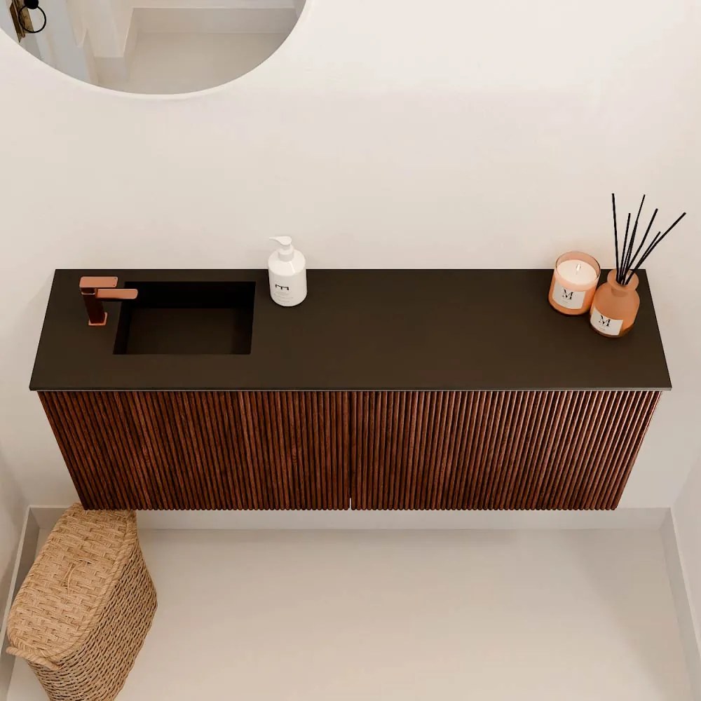 Mondiaz Joya 100cm toiletmeubel ruby met wastafel faye links 1 kraangat urban