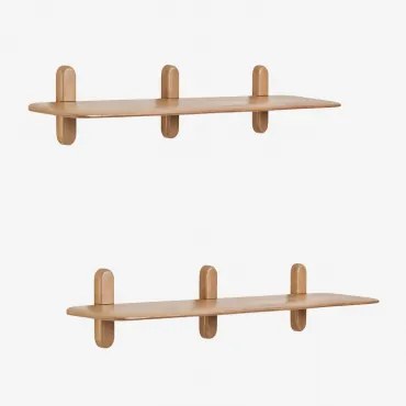 Set Van 2 Wandplanken In Veleta-hout Mangohout & ↔︎ 130 Cm - Sklum