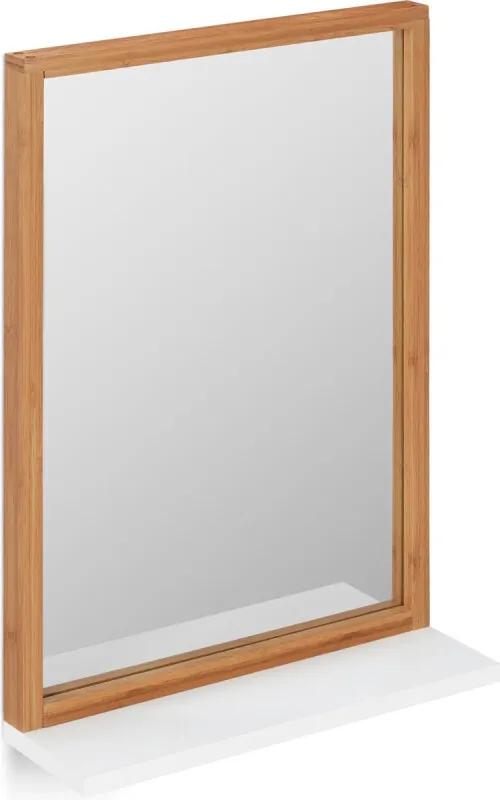 Wandspiegel rechthoek - spiegel met plankje - badkamerspiegel - bamboe - MDF
