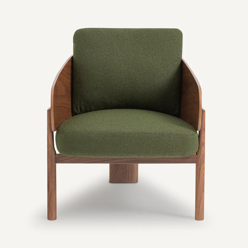 Fauteuil notenhout/bouclette E. Gallina, Marais