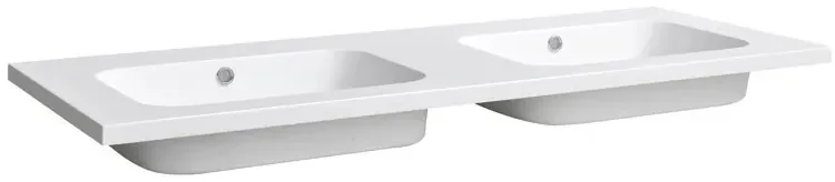 Lambini Designs Eliot dubbele wastafel mineraalmarmer 120cm met 2 kraangaten wit mat