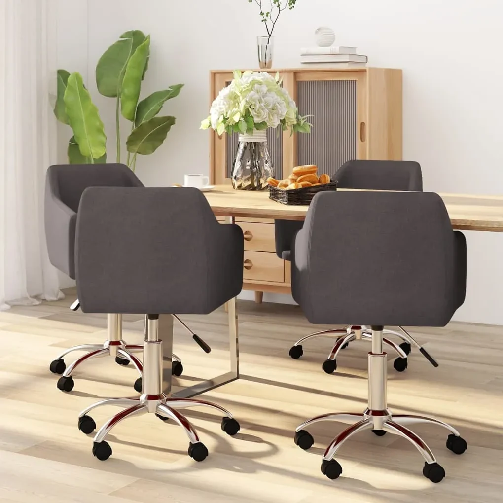 vidaXL Eetkamerstoelen draaibaar 4 st stof taupe