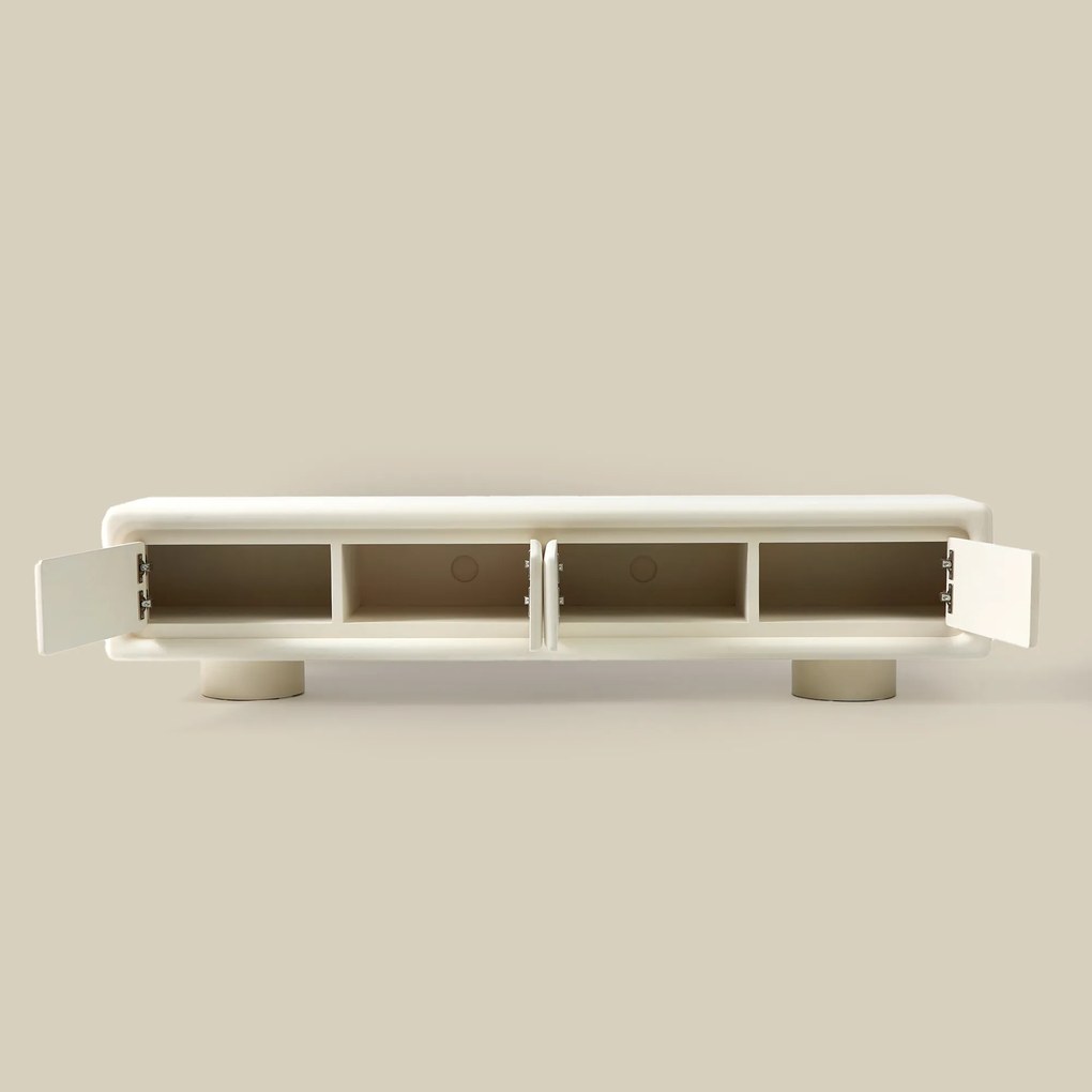 Wit Tv-meubel Organisch Betonlook 200 Cm - 200x40x45cm.