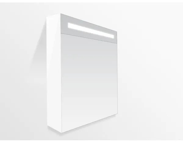 Saniclass Double Face spiegelkast 60x70x15cm verlichting geintegreerd met 1 rechtsdraaiende spiegeldeur MDF hoogglans Wit 7070R