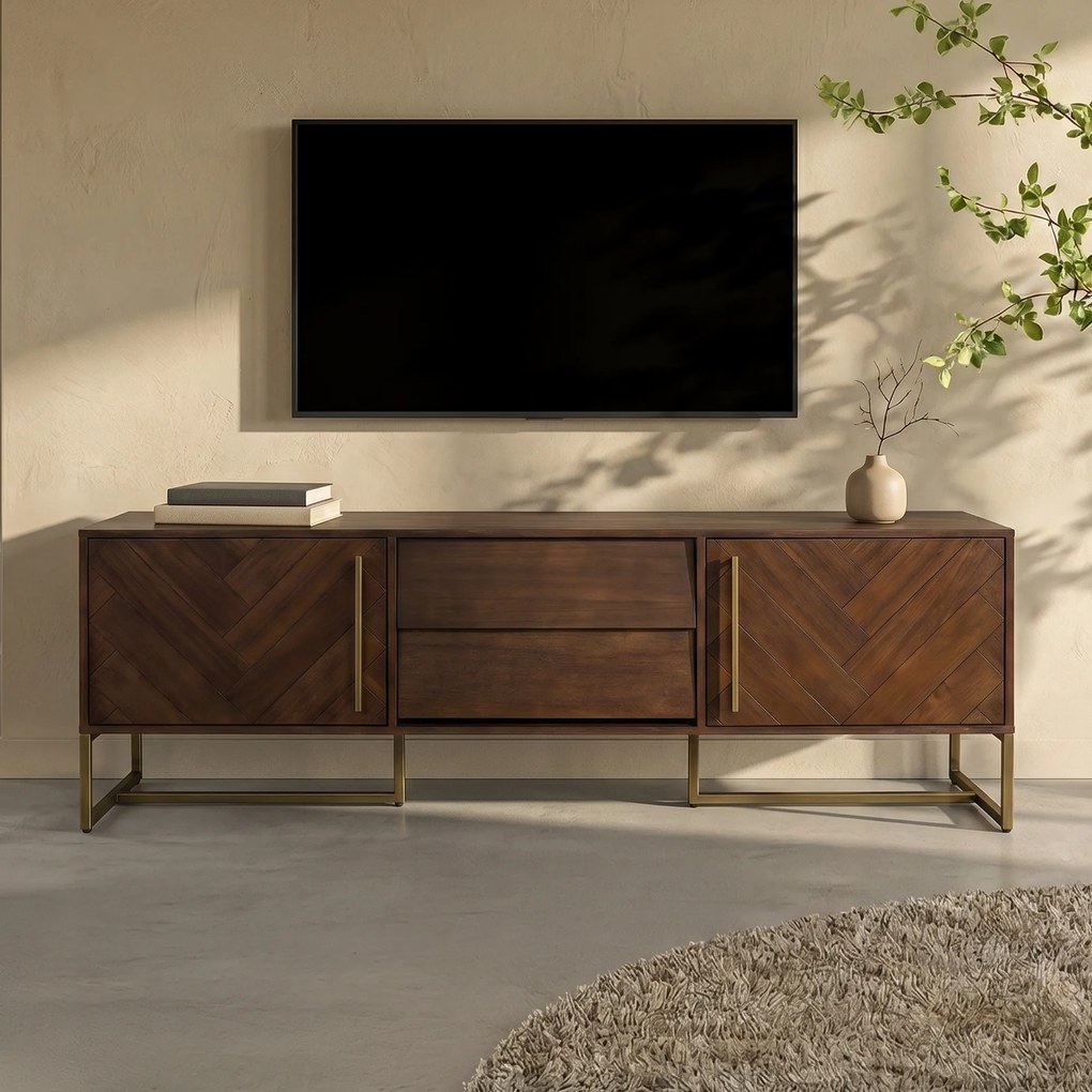 Dutchbone Class Tv-meubel Visgraat Acacia Hout - 180x45x60cm.
