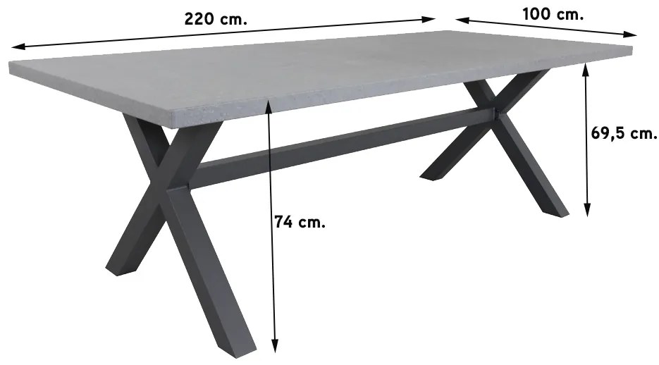 Lucca dark grey/Verona antraciet 220 cm. tuinset - 7-delig