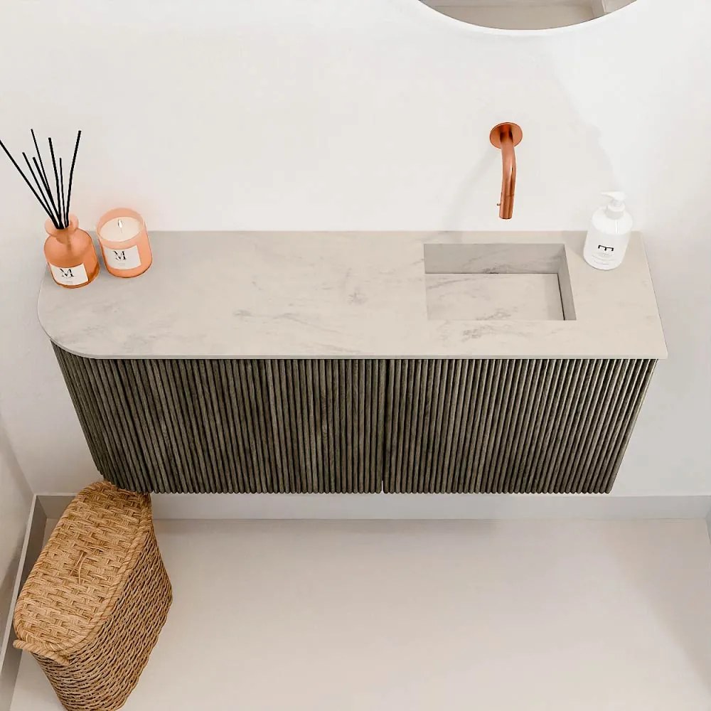 Mondiaz Joya DLux 90cm toiletmeubel ronding links shadow met wastafel faye rechts zonder kraangat opalo