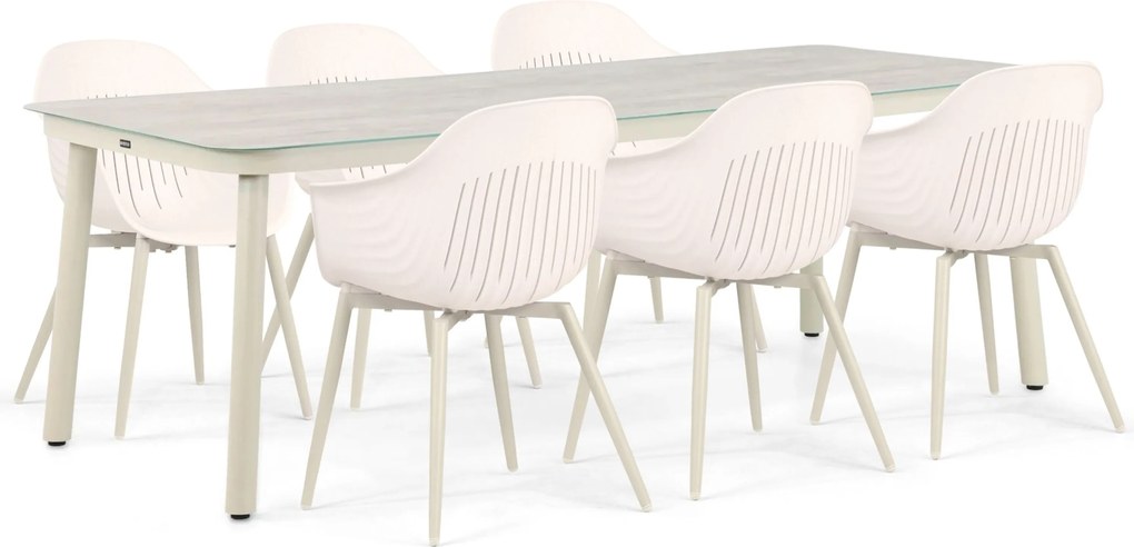 Tuinset 6 personen 220 cm Kunststof Taupe Lifestyle Garden Furniture Lissabon/Tavano