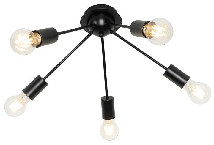 Art Deco plafondlamp zwart rond 5-lichts - Facil Art Deco E27 Binnenverlichting Lamp