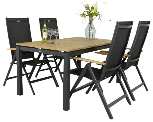 Hartman Napoli/Sonata verstelbare tuinset 160x90 cm. - Aluminium/Teak