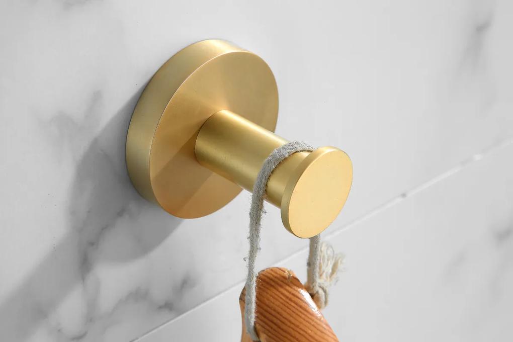 Saniclear Brass geborsteld messing / goud toilet accessoire set incl toiletborstel, rolhouder en haak