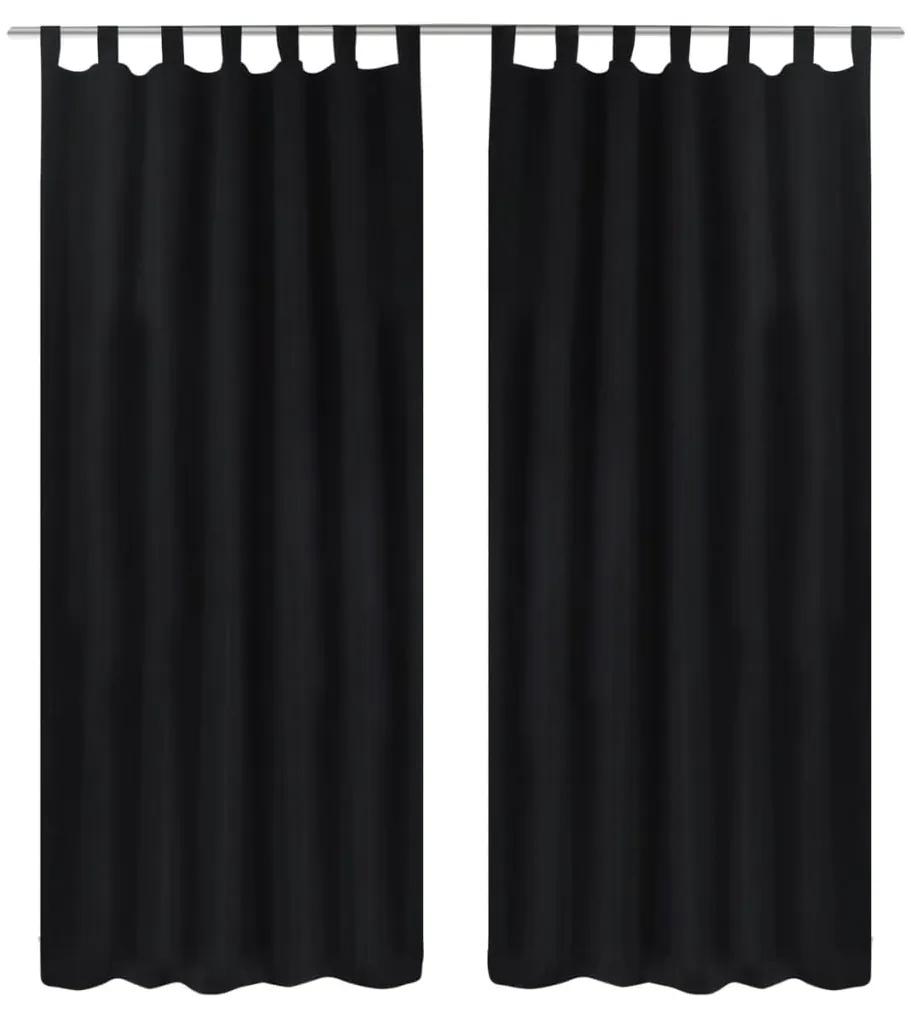 vidaXL Micro-Satijnen Gordijnen met Ringen 140 x 175 cm 2 stuks (Zwart)