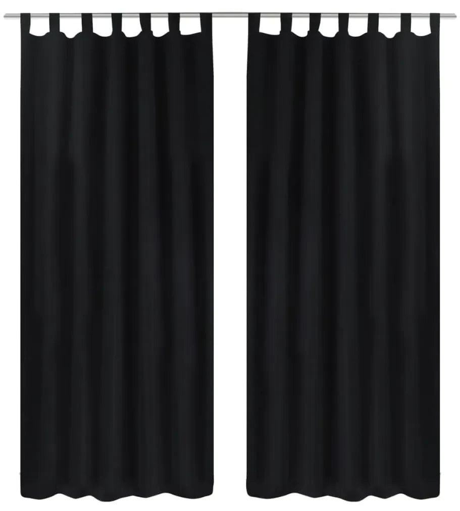 vidaXL Micro-Satijnen Gordijnen met Ringen 140 x 175 cm 2 stuks (Zwart)