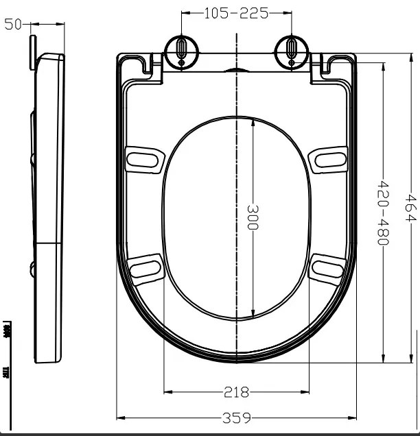 Mueller Afesta soft-close toiletzitting voor 52cm wandcloset matzwart