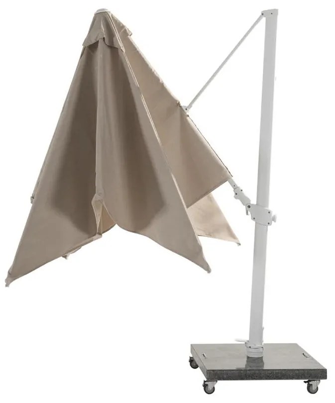 4 Seasons Outdoor Siesta PREMIUM 300 x 300 cm parasol zand doek met wit frame Parasol   houtkleur weerbestendig