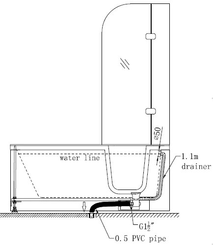 Badstuber Haiti instap ligbad 170x76cm met deur