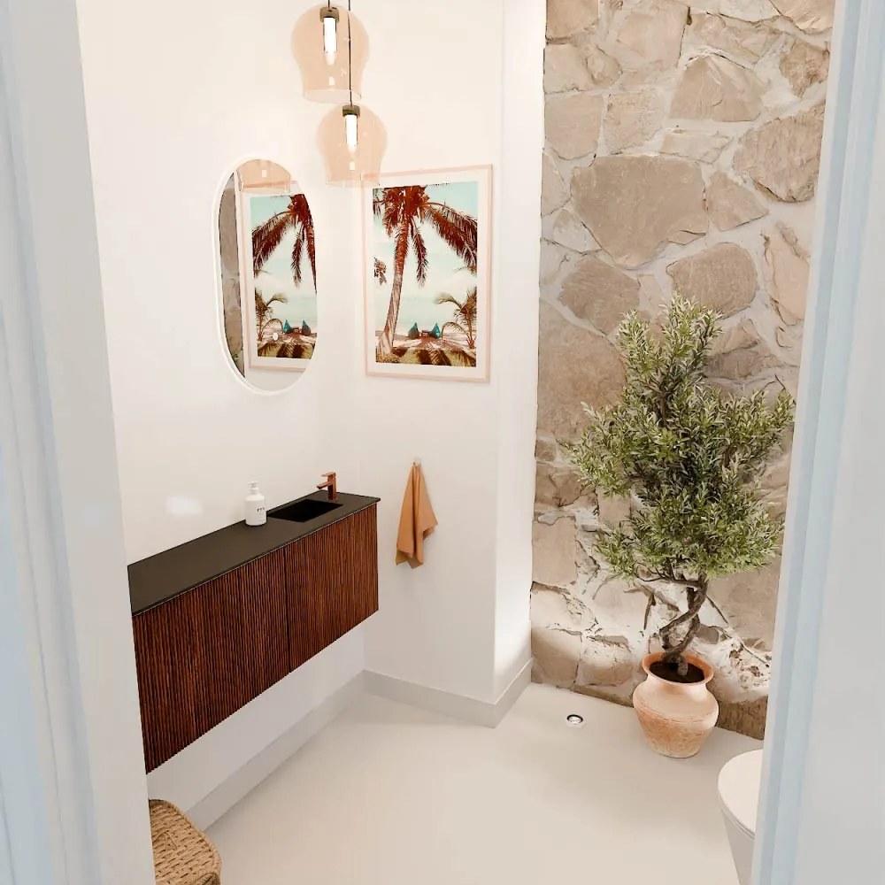Mondiaz Joya 110cm toiletmeubel ronding links ruby met wastafel faye rechts 1 kraangat urban