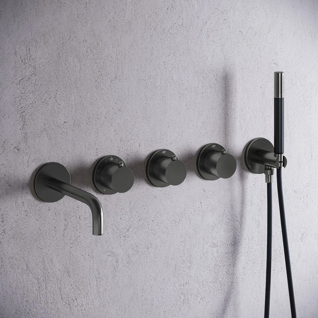 Saniclear Plus Curved Pro inbouw badkraan met 20cm uitloop verouderd ijzer - gunmetal