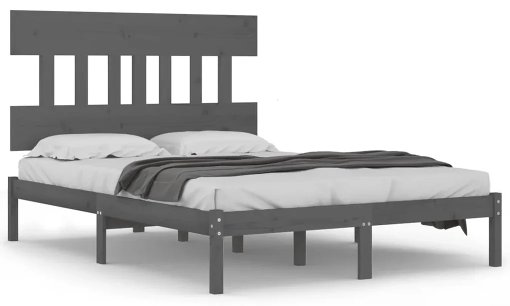 vidaXL Bedframe massief hout grijs 120x200 cm