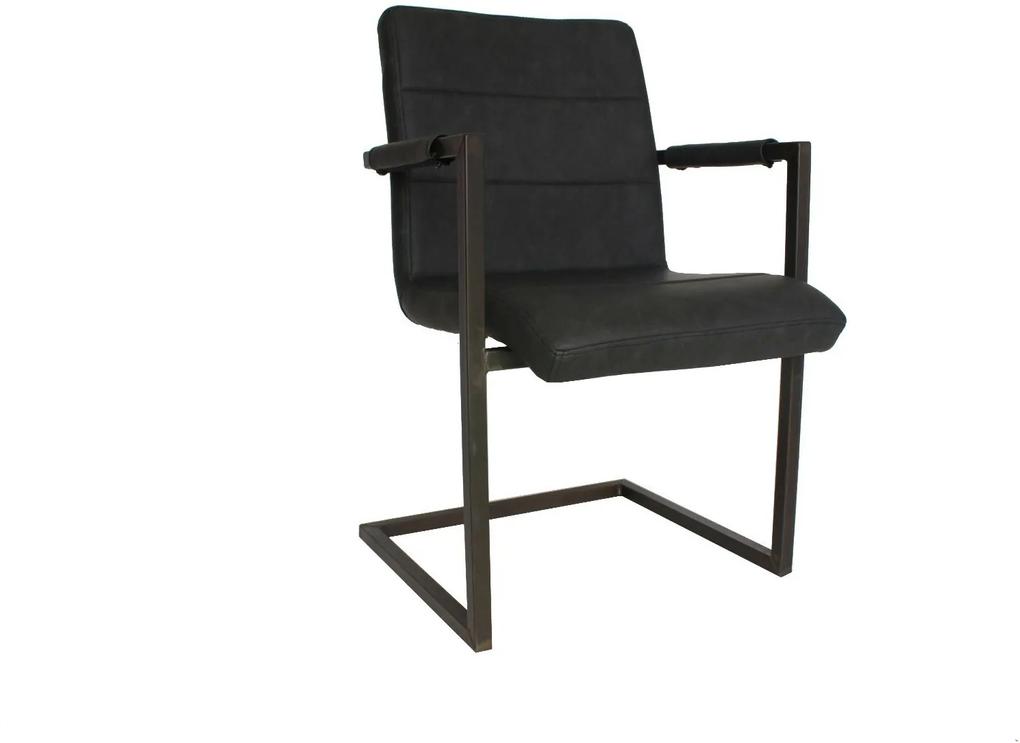Viverne | Eetkamerstoel San Remo breedte 55 cm x diepte 61 cm x hoogte 85 cm antraciet eetkamerstoelen kunstleer (imitatieleer), metaal meubels stoelen & fauteuils