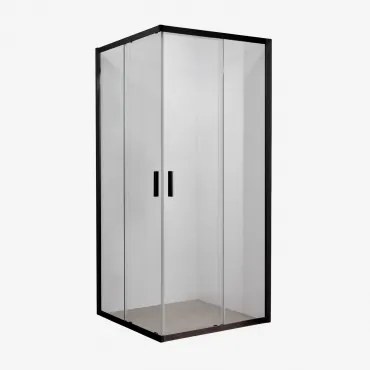 Vierkante Douchewand Met Schuifdeuren, 6 Mm Gehard Glas En Aluminium Brent Transparant & Matzwart & 90 X 90 X 195 Cm - Sklum