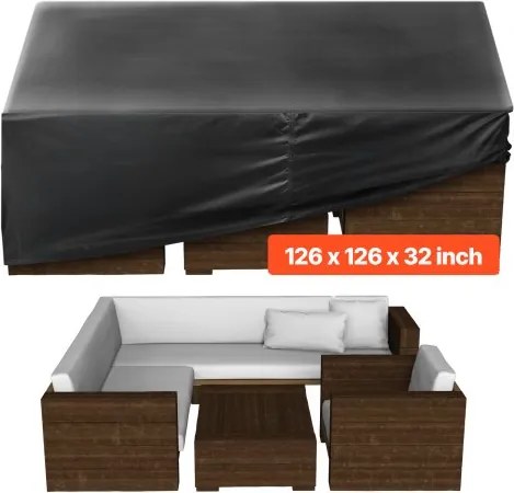 VEVOR Patio Meubelhoes 420D Oxford Stof Waterdichte Vierkante Patio Tafelhoezen met Ventilatie voor Alle Weersomstandigheden (320 x 320 x 81 cm)