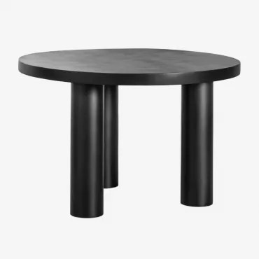 Ronde Eettafel Ø120 Cm Van Mangohout Amanza Gewoon Zwart - Sklum