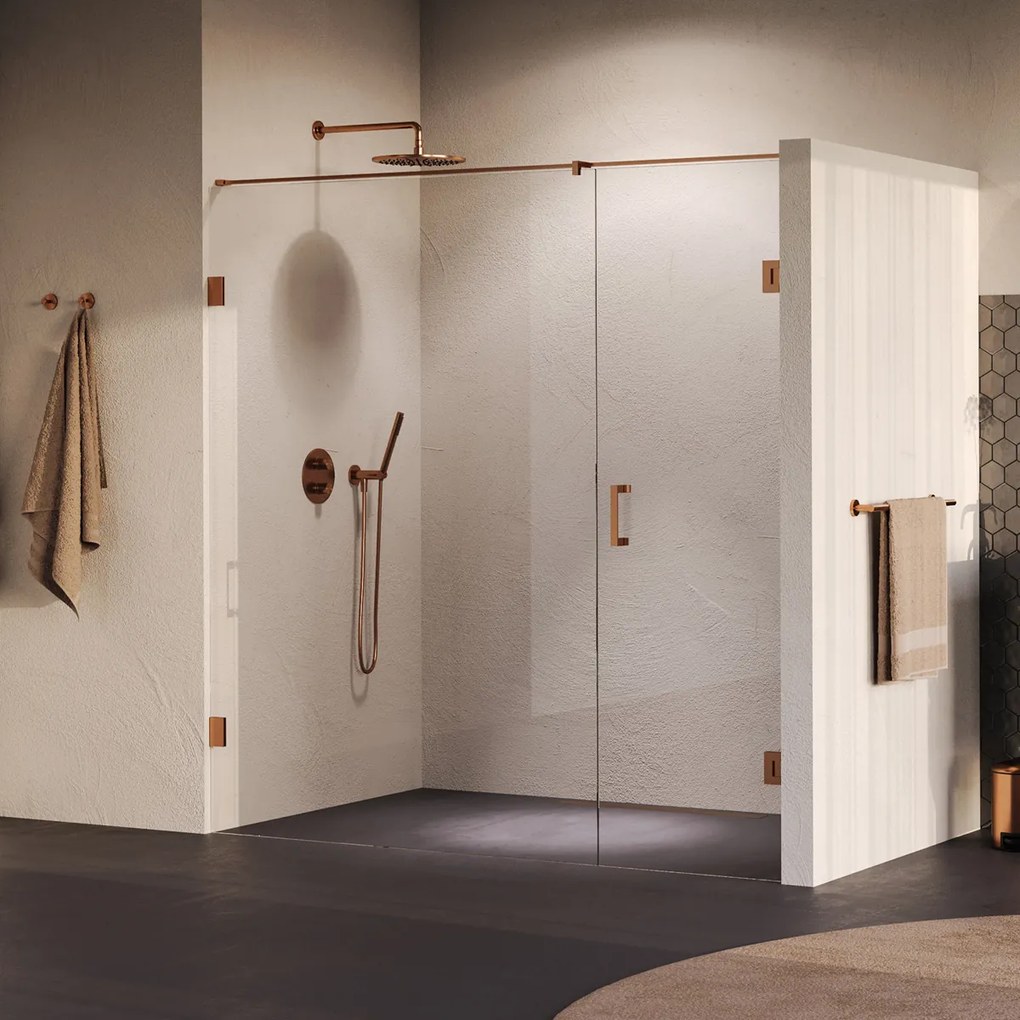 Brauer Void profielloze nisdeur 200cm met draaideur 70cm aan muur koper geborsteld PVD