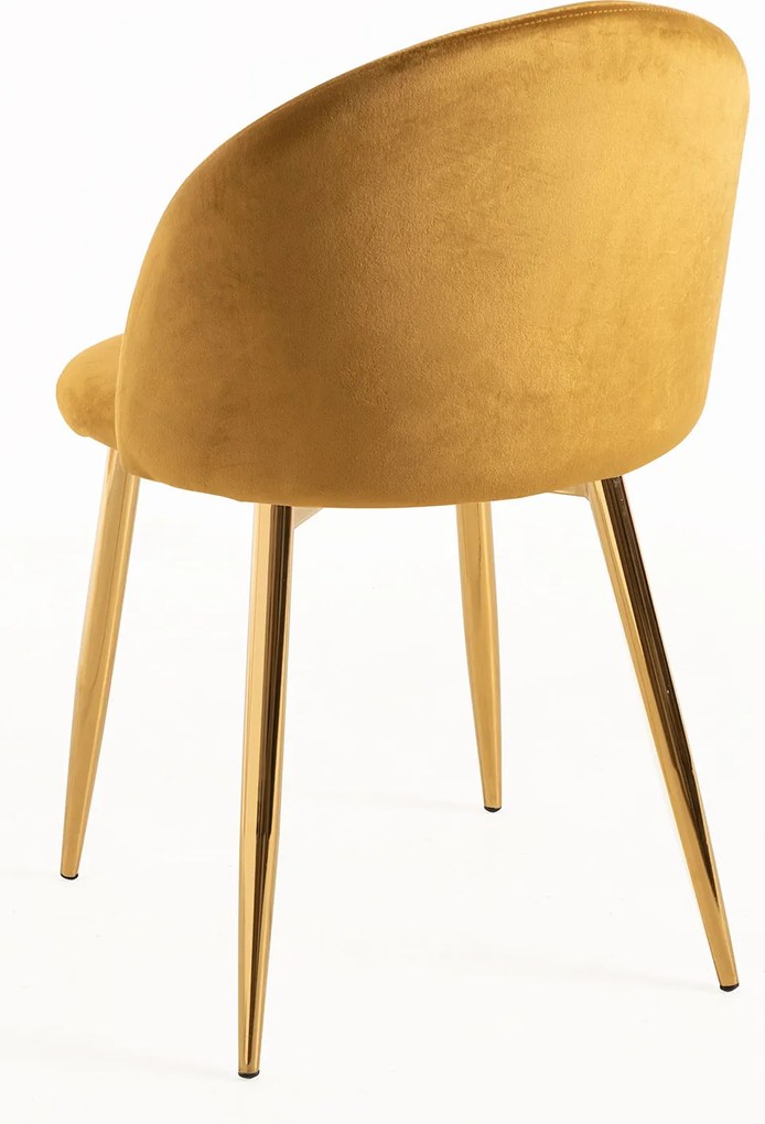 Set 4 Vint Fluwelen Golden Stoelen