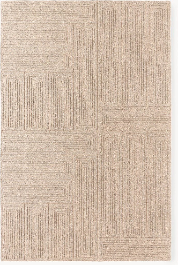 Handgetuft wollen vloerkleed Alexia met geometrisch patroon