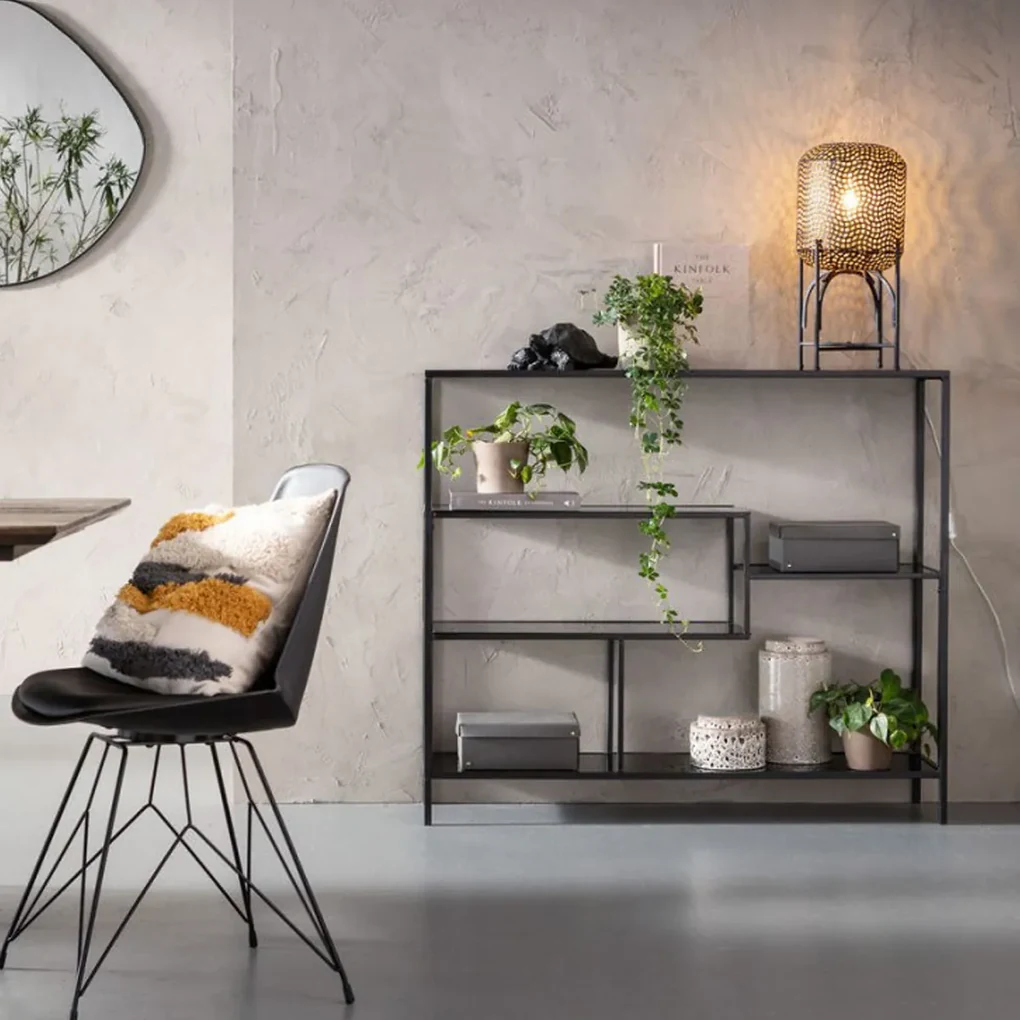 Kare Design Loft Laag Wandrek Staal Met Glas - 115x30x100cm.