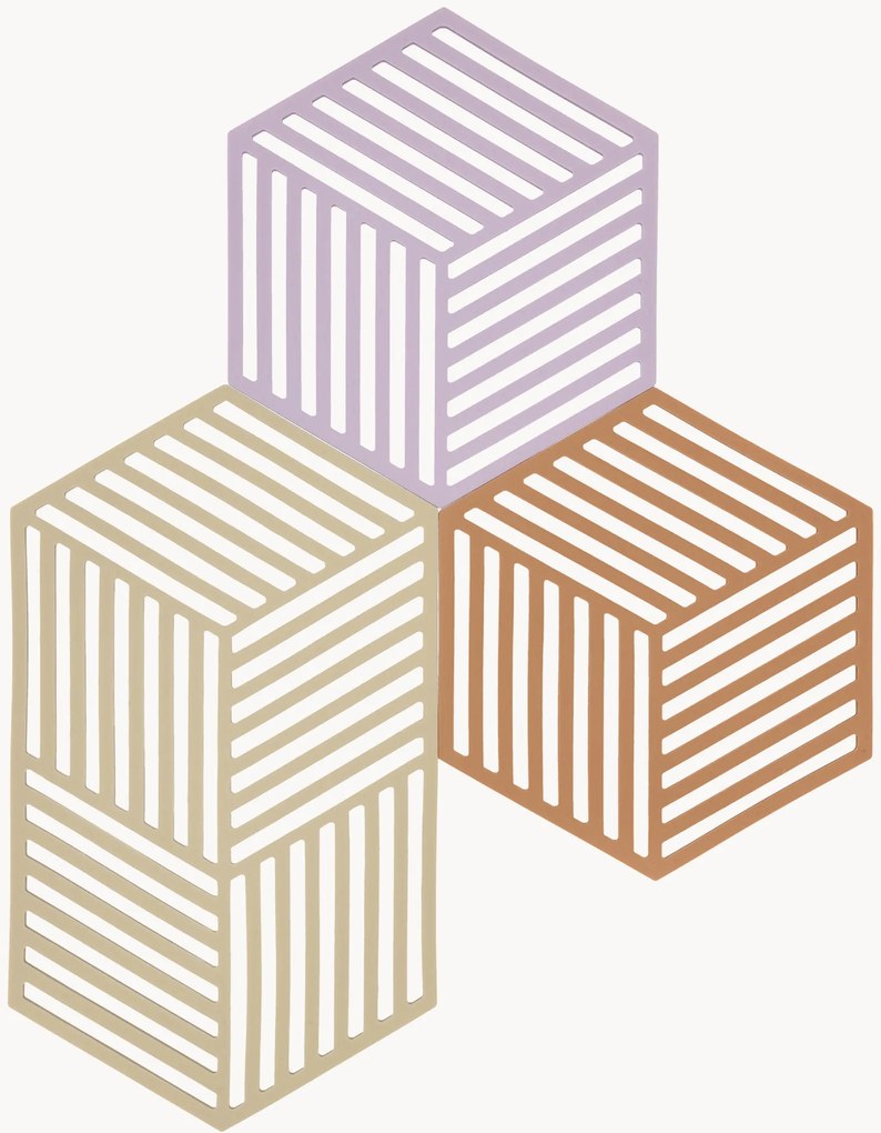 Siliconen onderzetters Hexagon, 3-delig