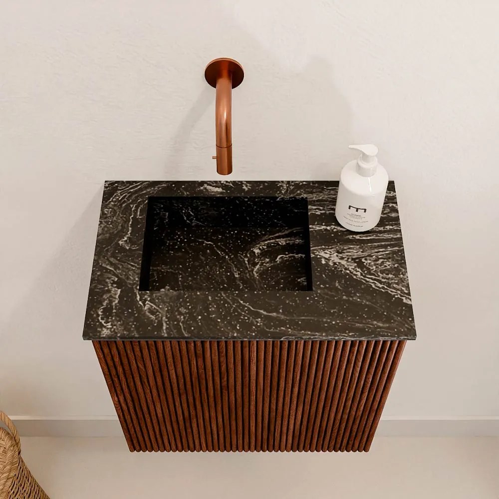 Mondiaz Joya DLux 40cm toiletmeubel ruby met wastafel faye links zonder kraangat lava
