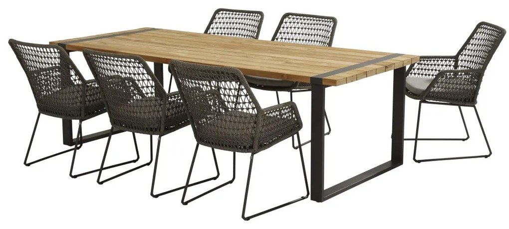 4 Seasons Outdoor Babilonia eetset met Alto tafel 240 x 100 cm  Tuinset    houtkleur weerbestendig