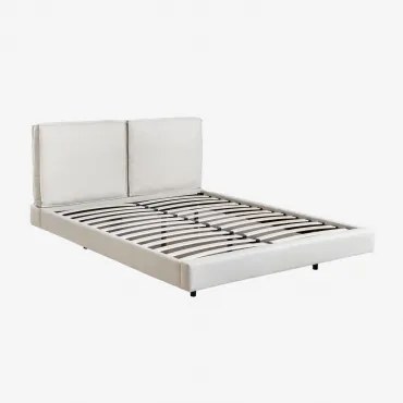 Ketia Gestoffeerd Bed Stof Gebroken Wit & 135 X 200 Cm - Sklum